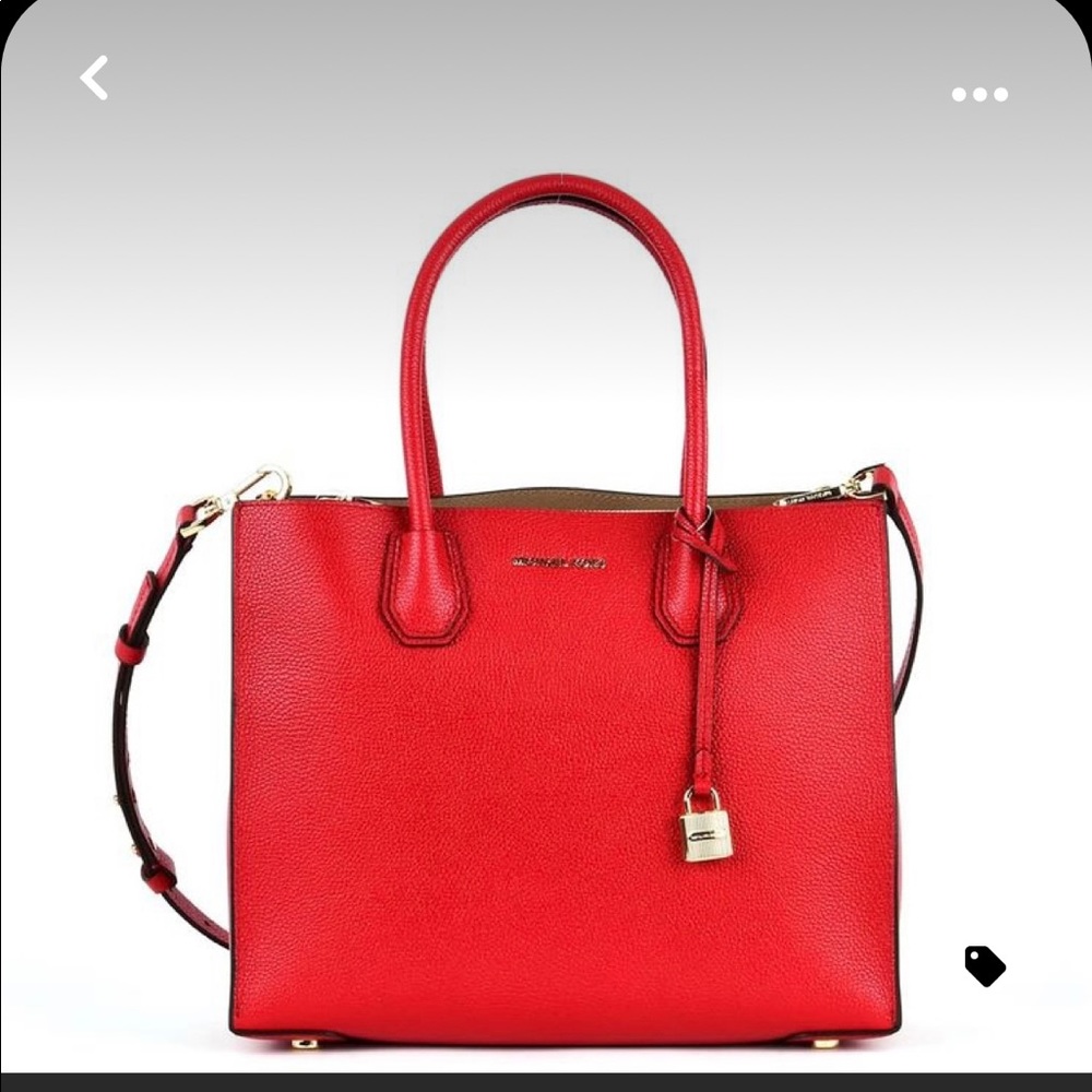 Red Michael Kors Large Mercer Handbag/crossbody bag